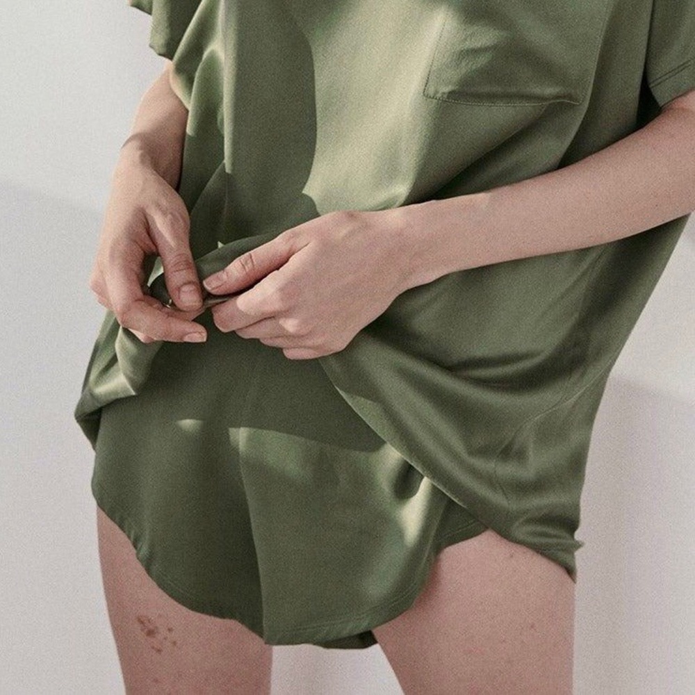 Lunya Washable Silk Shorts, Humble Green